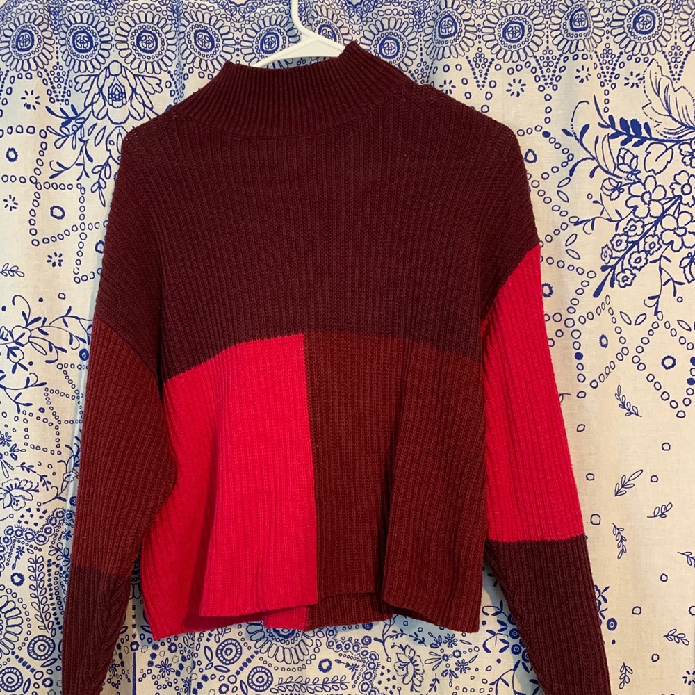 bp mock neck colorblock sweater